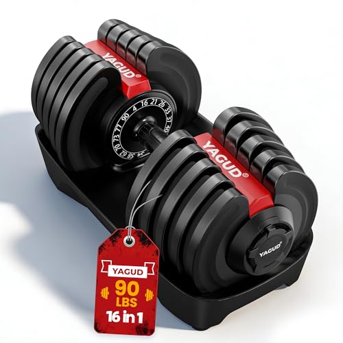Yagud Adjustable Dumbbell Set, 52.5/90 lbs Adjustable Weights Dumbbells