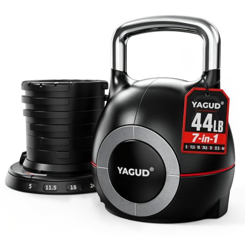 Yagud Adjustable Kettlebell, 22.5lbs/44lbs Kettlebell Set with 7 Levels